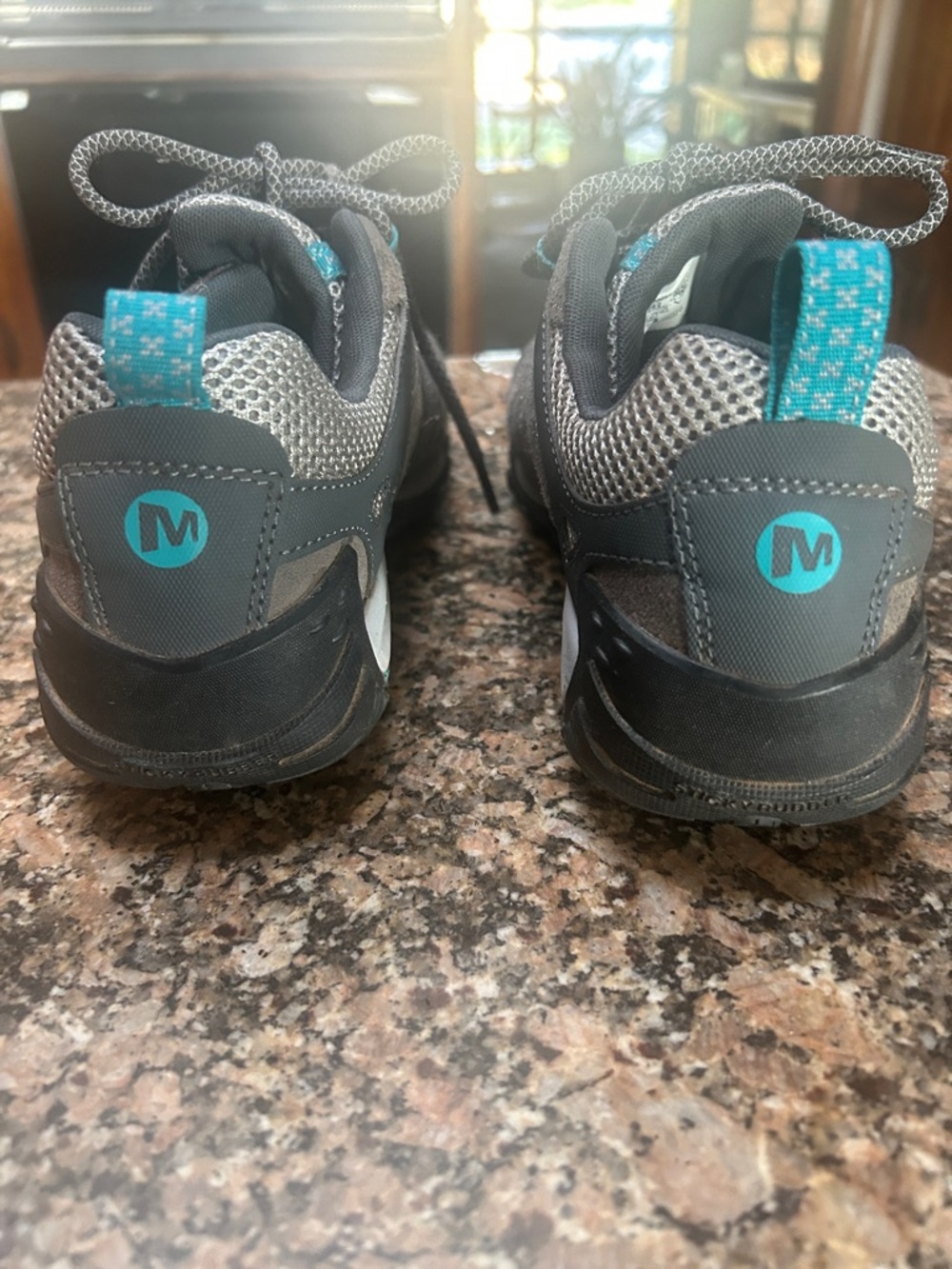 Merrill Gray Hiking Sneakers with Teal Accents. Size 8.5 - Picture 3 of 4